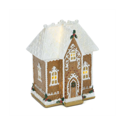 LED Gingerbread House 15cm - Gingerbread Town Brown And White - Goodwill GOODWILL GWMC38357
