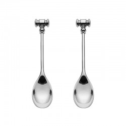 Set of 2 Spoons wiht Egg Opener - Dressed Steel - Alessi ALESSI ALESMW20S2