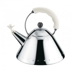 Kettle Small Bird-Shaped Whistle Silver And White - Alessi