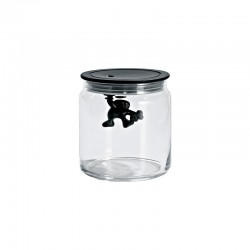 Kitchen Box with Hermetic Lid Black 700ml - Gianni a little man holding on tight - A Di Alessi A DI ALESSI AALEAMDR04B