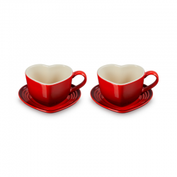 Set of 2 Heart Mugs with Saucers Cerise - Le Creuset LE CREUSET LC89318220600099