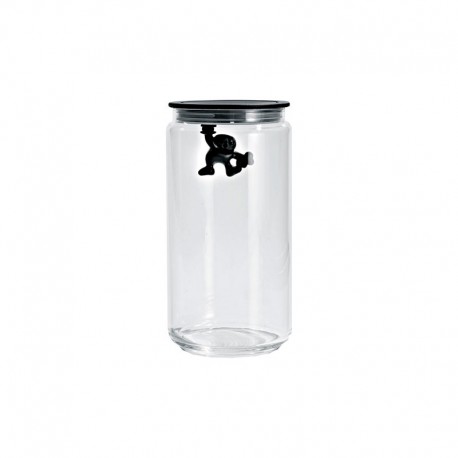 Kitchen Box with Hermetic Lid Black 1,4lt - Gianni a little man holding on tight - A Di Alessi A DI ALESSI AALEAMDR06B