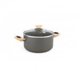 Non-Stick Ceramic Casserole with Lid Ø20Cm - Wood-Be Grey - Green Pan