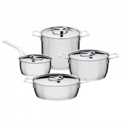 Set Of 7 Pieces - Pot And Pans Silver - A Di Alessi