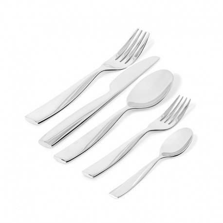 Cutlery Set 5 Pieces - Dressed Silver - Alessi ALESSI ALESMW03S5